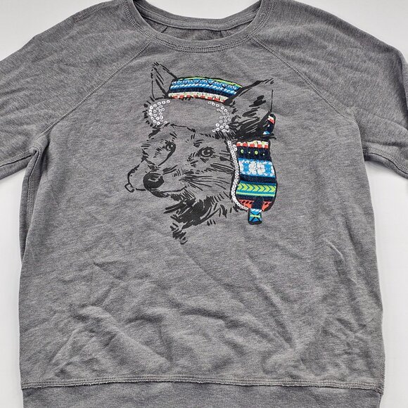 Hollister Women's Winter Fox Sequined Sweatshirt Size Large - Picture 1 of 5